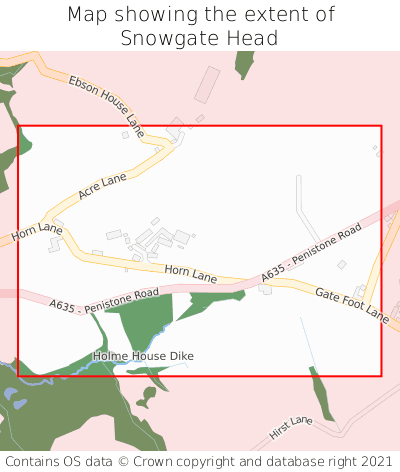 Map showing extent of Snowgate Head as bounding box