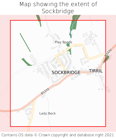 Map showing extent of Sockbridge as bounding box