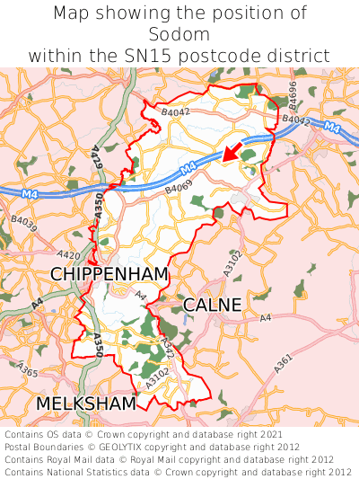 Map showing location of Sodom within SN15