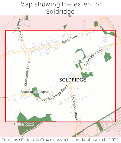 Map showing extent of Soldridge as bounding box