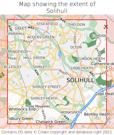 Map showing extent of Solihull as bounding box