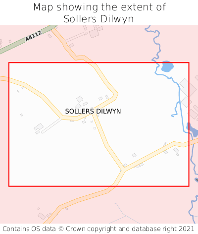 Map showing extent of Sollers Dilwyn as bounding box