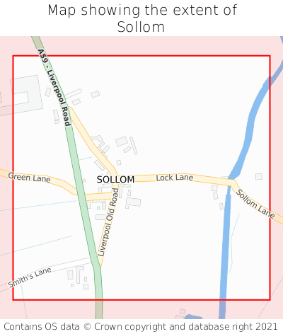 Map showing extent of Sollom as bounding box