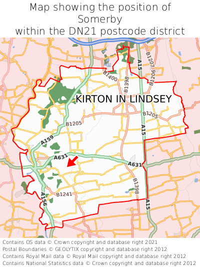 Map showing location of Somerby within DN21