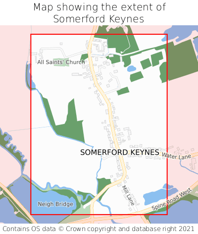 Map showing extent of Somerford Keynes as bounding box