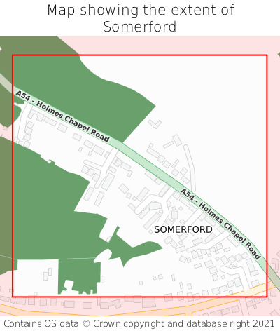Map showing extent of Somerford as bounding box