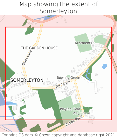 Map showing extent of Somerleyton as bounding box