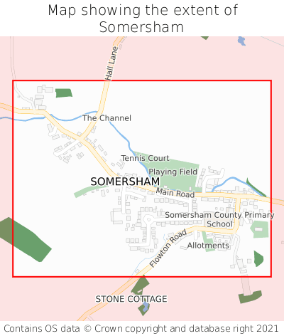 Map showing extent of Somersham as bounding box