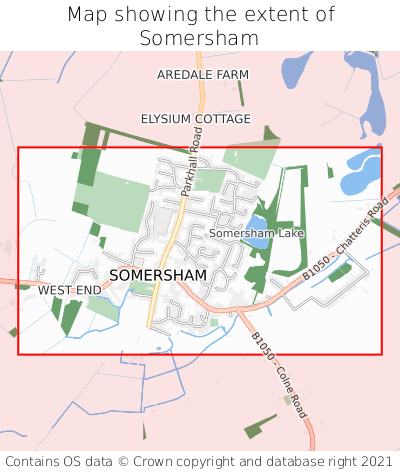 Map showing extent of Somersham as bounding box