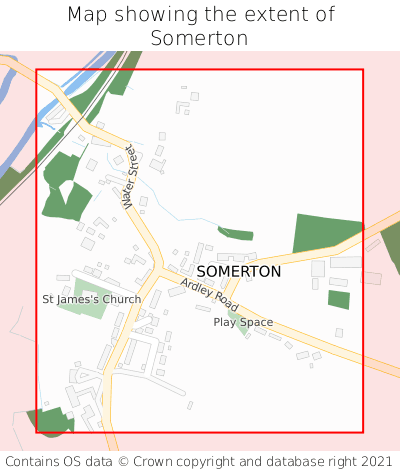 Map showing extent of Somerton as bounding box