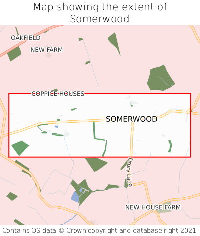 Map showing extent of Somerwood as bounding box