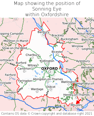Map showing location of Sonning Eye within Oxfordshire