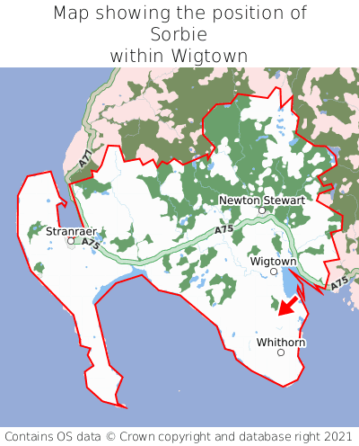 Map showing location of Sorbie within Wigtown