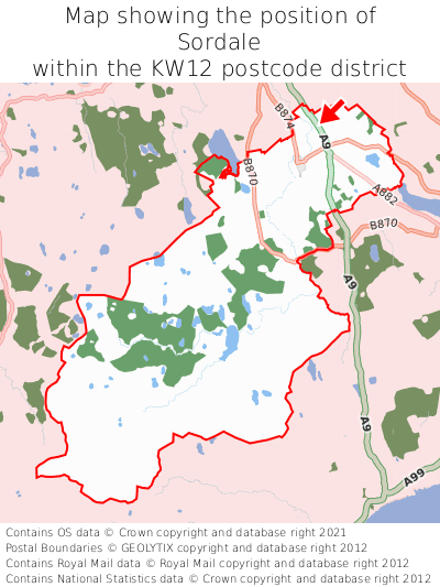 Map showing location of Sordale within KW12