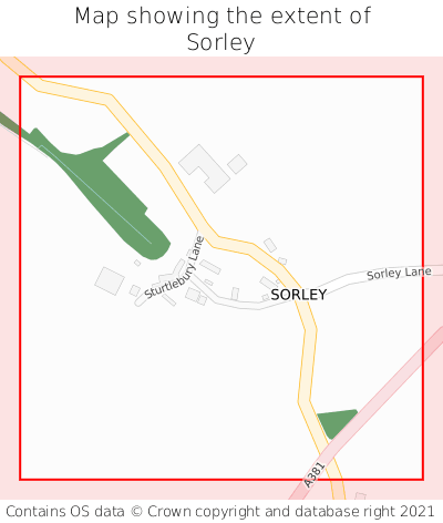 Map showing extent of Sorley as bounding box