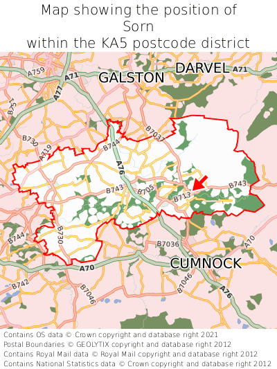 Map showing location of Sorn within KA5