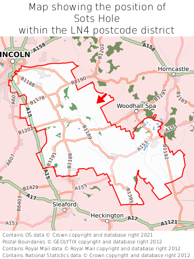 Map showing location of Sots Hole within LN4