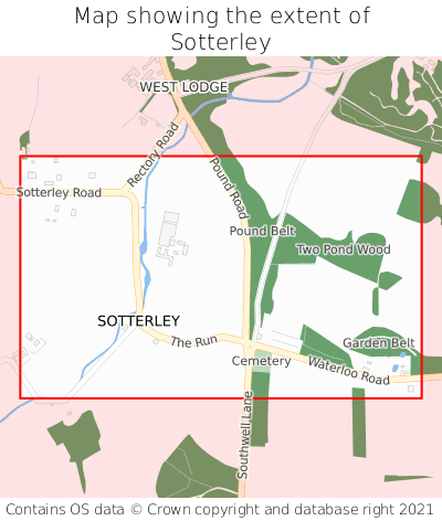 Map showing extent of Sotterley as bounding box