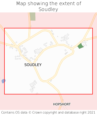 Map showing extent of Soudley as bounding box