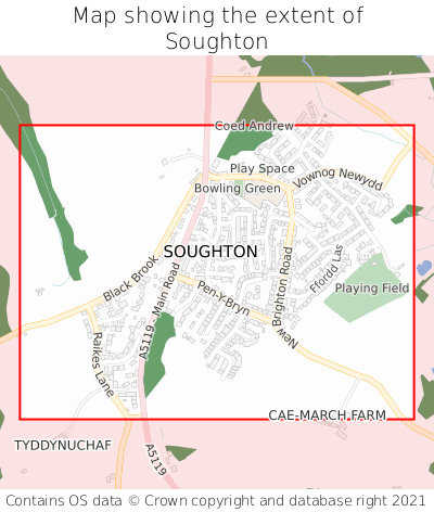 Map showing extent of Soughton as bounding box