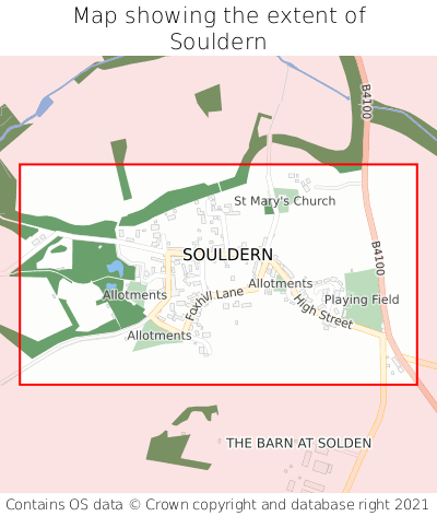 Map showing extent of Souldern as bounding box