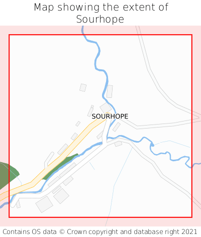 Map showing extent of Sourhope as bounding box