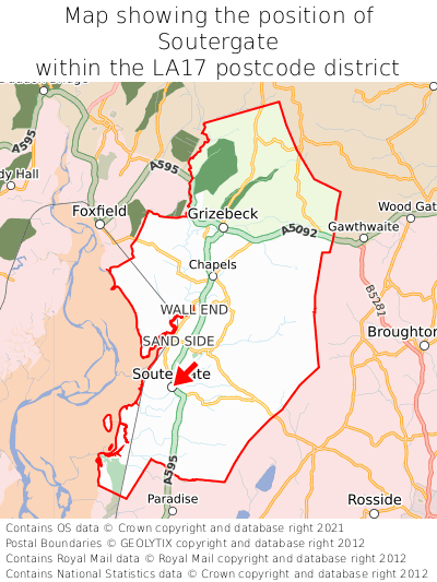 Map showing location of Soutergate within LA17