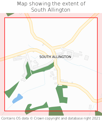 Map showing extent of South Allington as bounding box