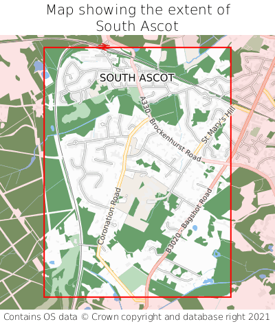 Map showing extent of South Ascot as bounding box