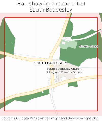 Map showing extent of South Baddesley as bounding box