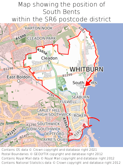 Map showing location of South Bents within SR6