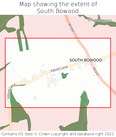 Map showing extent of South Bowood as bounding box