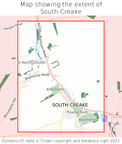 Map showing extent of South Creake as bounding box