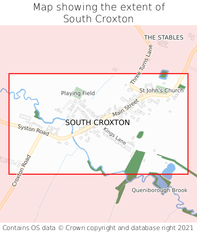 Map showing extent of South Croxton as bounding box