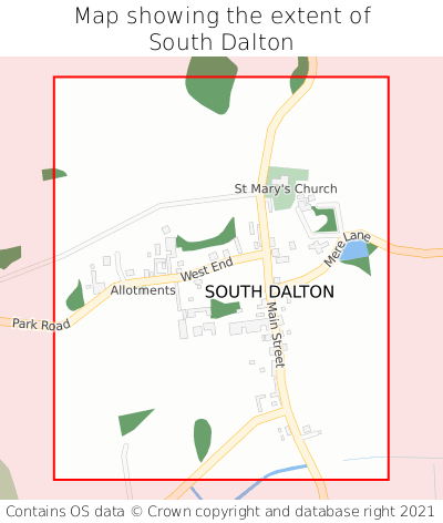 Map showing extent of South Dalton as bounding box