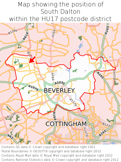 Map showing location of South Dalton within HU17