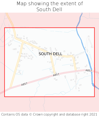 Map showing extent of South Dell as bounding box