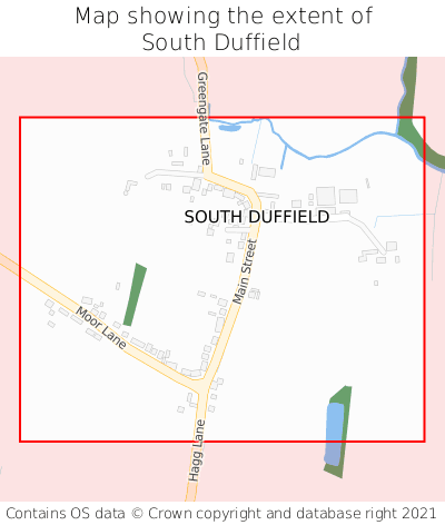 Map showing extent of South Duffield as bounding box