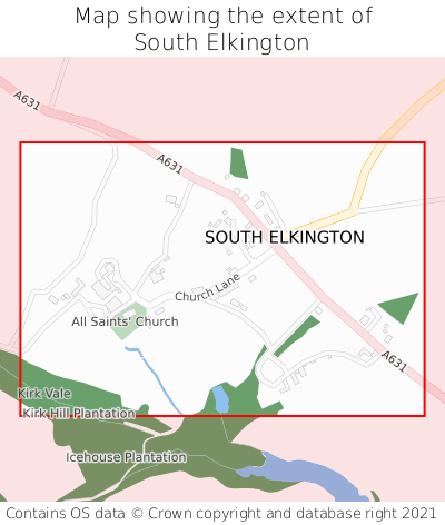 Map showing extent of South Elkington as bounding box