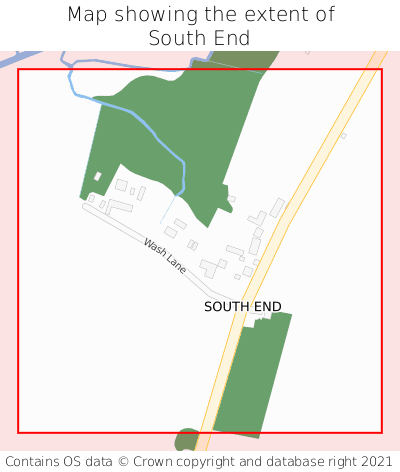 Map showing extent of South End as bounding box