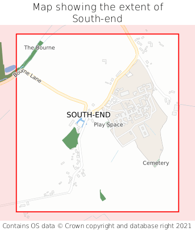 Map showing extent of South-end as bounding box