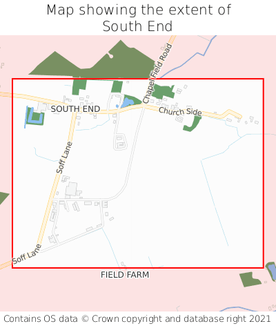 Map showing extent of South End as bounding box