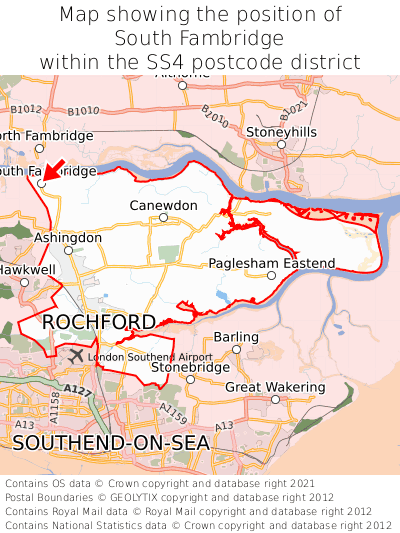 Map showing location of South Fambridge within SS4