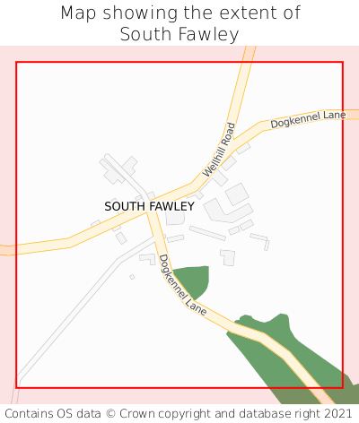 Map showing extent of South Fawley as bounding box