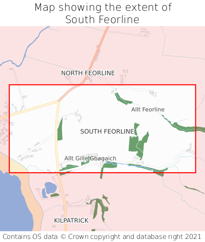 Map showing extent of South Feorline as bounding box