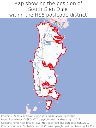 Map showing location of South Glen Dale within HS8