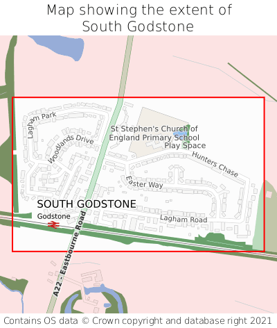 Map showing extent of South Godstone as bounding box