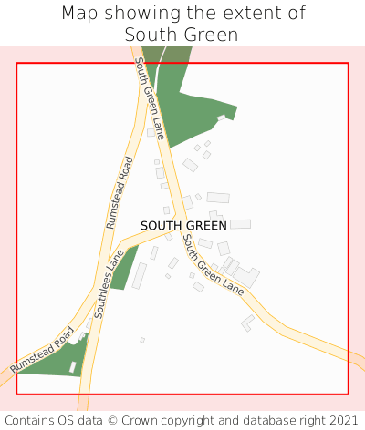 Map showing extent of South Green as bounding box