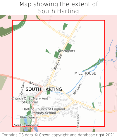 Map showing extent of South Harting as bounding box