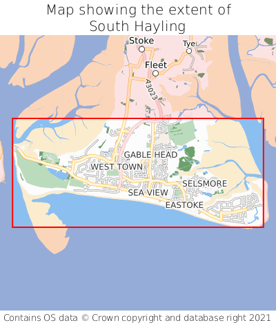 Map showing extent of South Hayling as bounding box